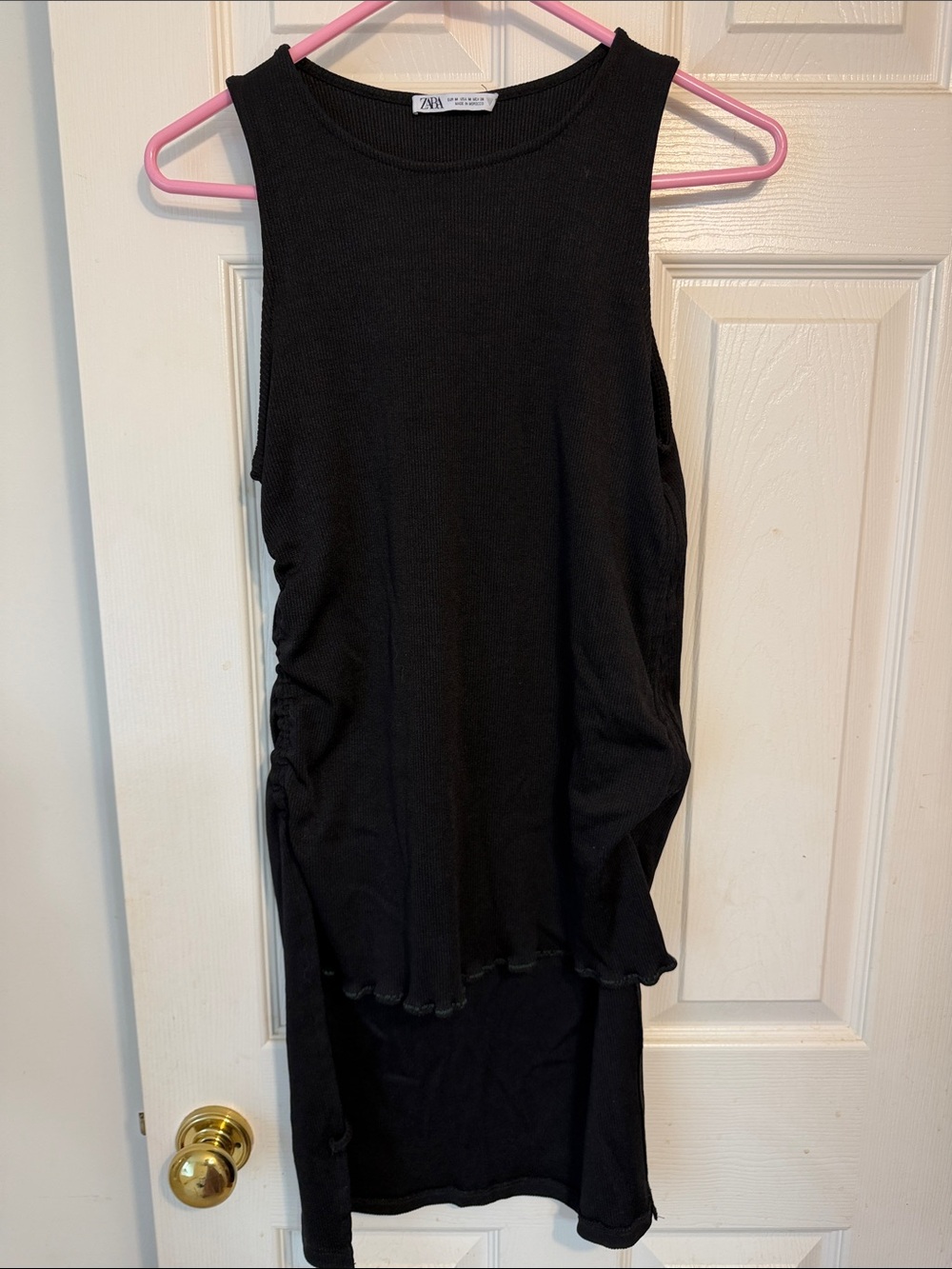 Zara Black Sleeveless Ribbed Longline Tank